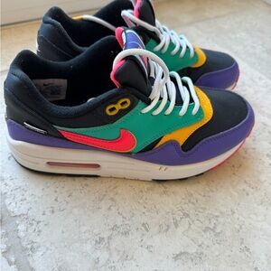 Nike Kids Black, Pink, Yellow, Green, and Purple Sneakers